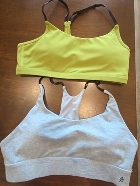 P'tula Neon Yellow & Light Grayish Blue Racerback Sports Bra Pair